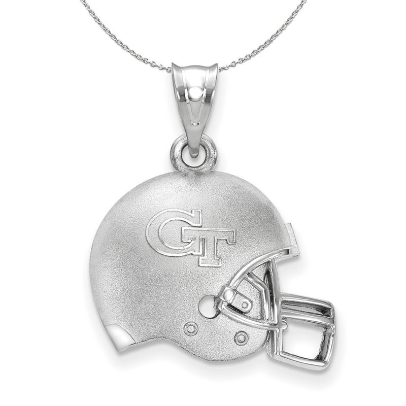 Sterling Silver Georgia Tech 3d Football Helmet W Logo Necklace, 20 In